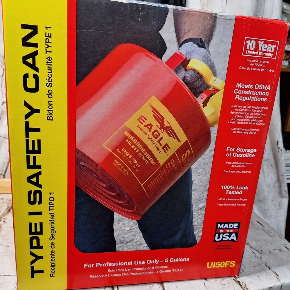 Eagle UI50FS Type‎ I Safety Can 5 Gallon Red Steel Gasoline Storage Gas Can USA